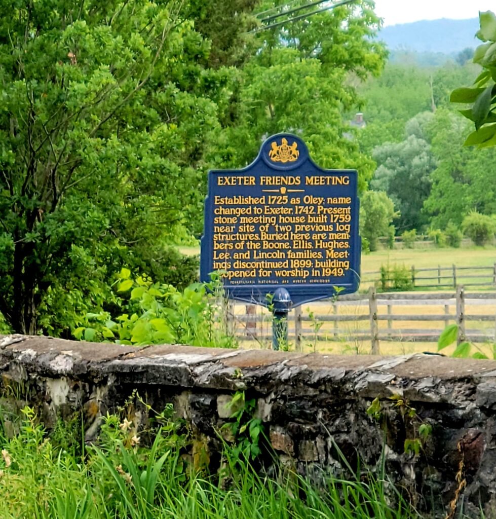 Exeter Friends Meeting and George Boone’s Gravesite in Douglassville, Pennsylvania